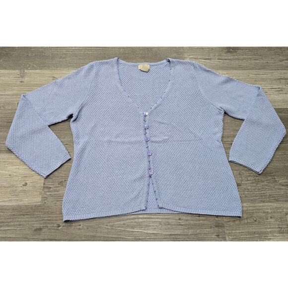 Sigrid Olsen Sport Bluish Purple Linen Button Up Cardigan Long Sleeve Sweater - Picture 7 of 7